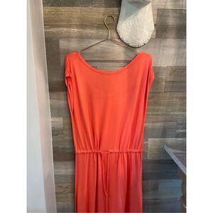 GAP women’s L tangerine rayon scoop neck maxi dress w/drawstring waist “elegant